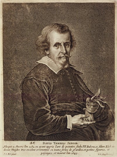 Portrait of David Teniers I, plate 45 from a series of portraits of artists, engraved by Peter van Leysebetten by Pieter van Mol